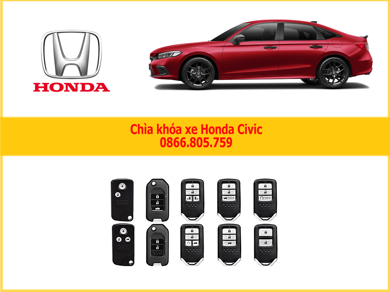 chìa khóa Honda Civic chính hãng
